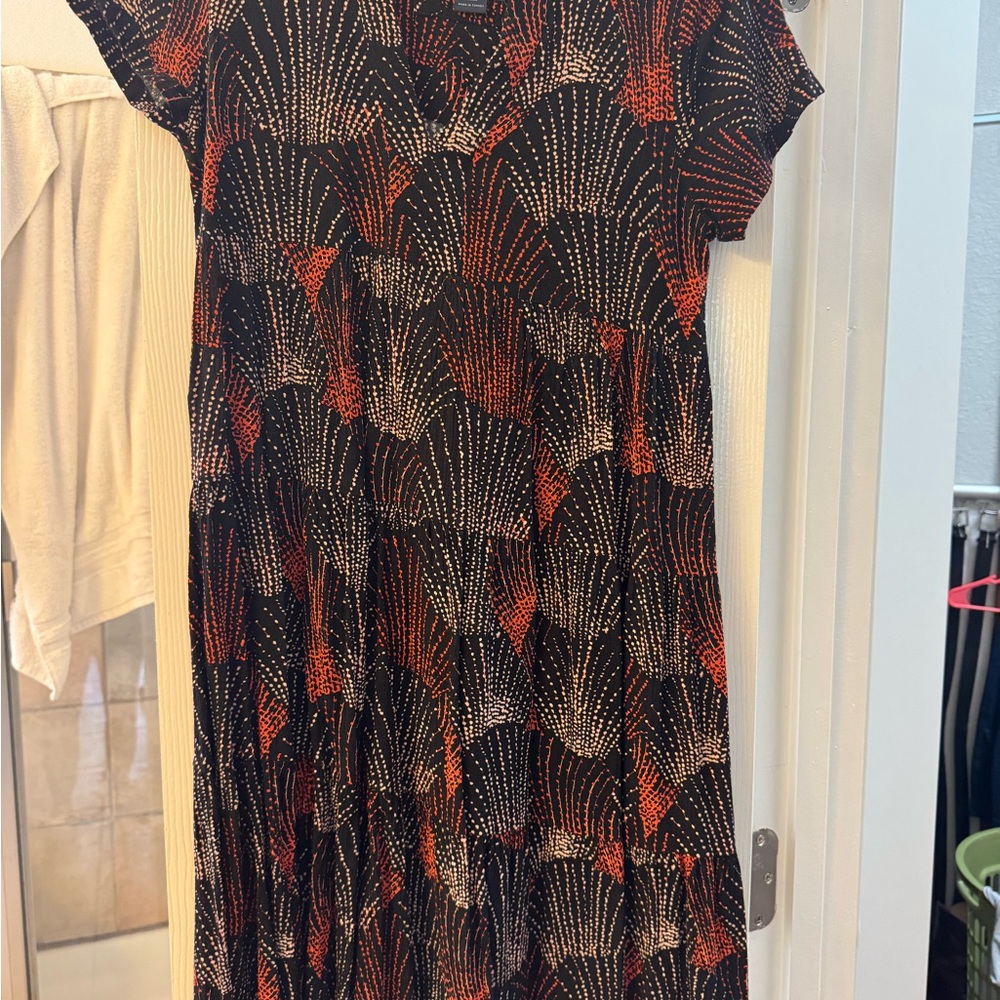 Maeve Black and Red Graphic Midi Dress
